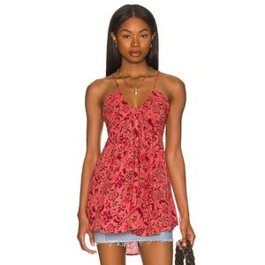 NWT Free People Pink Floral Printed Summer Flowy Tunic Top Size Small 🌷
